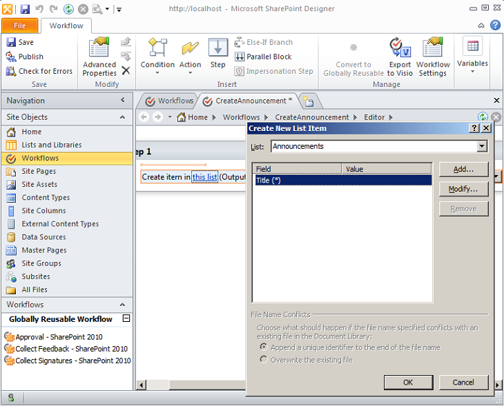 Fig6 Building Custom Workflows using SharePoint Designer 2010