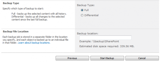 SharePoint 2010 backup restore